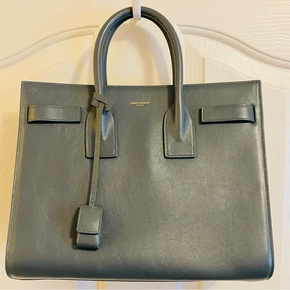 EUC YSL Saint Laurent Sac de Jour Blue/Gray Leather Bag - Picture 5 of 17